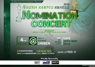 Nigeria Kampus Awards 2016 Nomination Concert holds today
