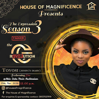 Toyosi (Jenifa’s dairy), TG BANKS & other to Storm Uniben today for The Expression Season 3.. See details!!