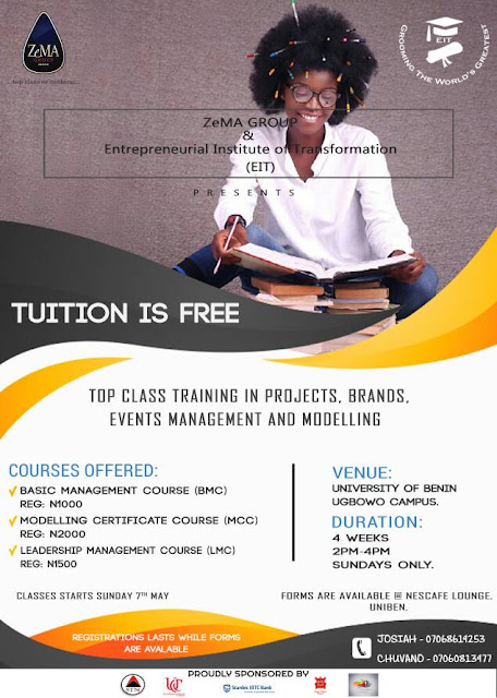 ZEMA GROUP: Get Top class training in projects, Brands, Events Management and modelling in Uniben