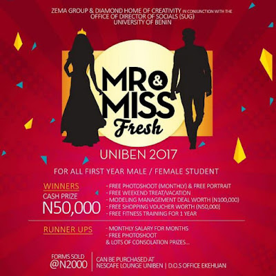 Mr and Miss Fresh Uniben registration ends on Friday – See details