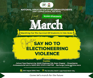 NANS Edo JCC Plans 10,000 Students’ March Against Electoral Violence